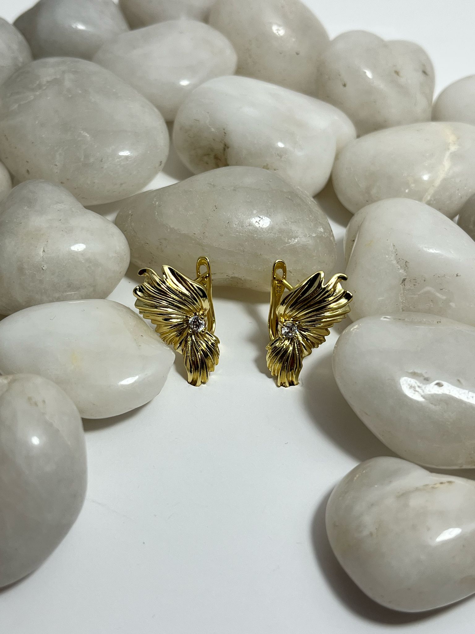 VIP 14K Wings Minil Taşlı Küpe