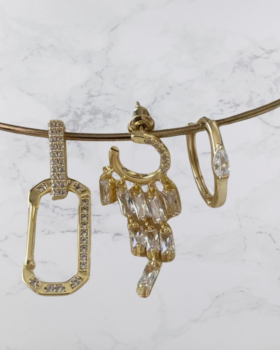 Üçlü 14K Chandelier Küpe Seti